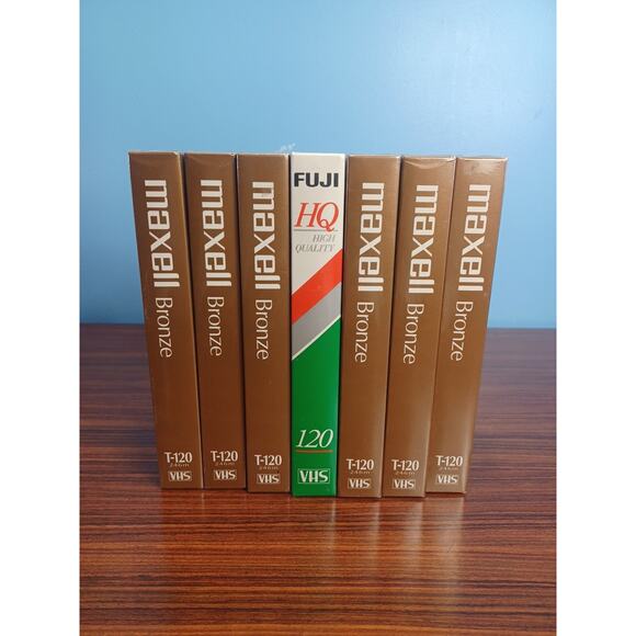 Maxell Bronze & Fugi HQ T-120 6 Hours Blank VHS Blank Tapes Sealed Lot Of 7 - Picture 1 of 7